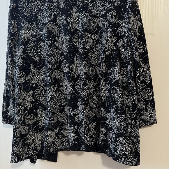 VTG Alex Evenings 2 Piece Set 2X Black White Lignt Blue Floral Sparkle JacketTop - Picture 15 of 16